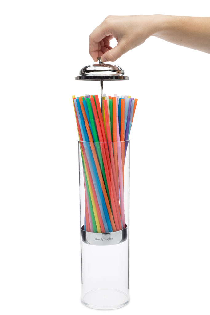 Hoan Plastic Straw Dispenser with 50 Straws, Multicolor